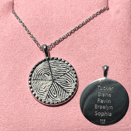 Engraving Back of Necklace: 2 lines; 12 char per line